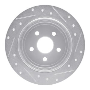 Chrysler Sebring Brake Rotor (1) - Rear Left - R1 Concepts - Drilled & Slotted - Silver - `95-`07